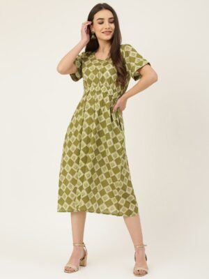 771dfa21 7e6f 4972 918f b4899e602acf1684219828095KALINIGreenFloralPrintFlaredSleeveA LineMidiDress1.jpg