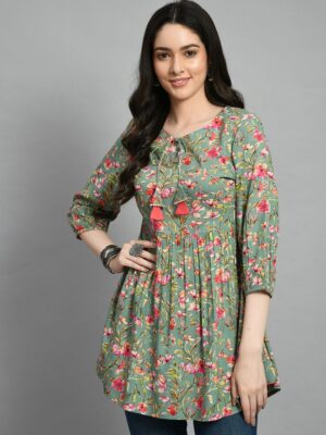 8ba57974 aae2 49af afed 25db117387141687522806925KALINIGreenRoundNeckFloralPrintTunics1.jpg