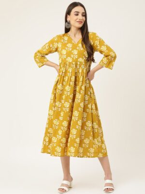 98c07606 36c0 40e3 896b 935f402bdf671694667720651KALINIMustardYellowFloralPrintFitFlareMidiDress1.jpg