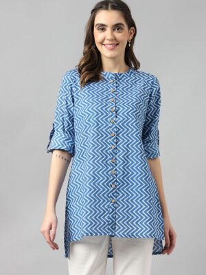 bcb9cdd8 75c1 462b 9c0f ea80675e09da1688402072484KALINIBlueGeometricPrintMandarinCollarRoll UpSleevesCottonSh1.jpg