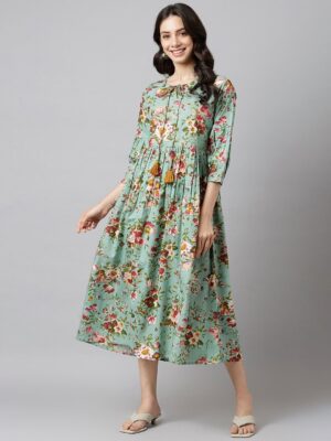 ce605a5a 1e8f 4250 bb25 4f73a6e7debf1688739389637KALINIGreenFloralPrintA LineMidiDress1.jpg