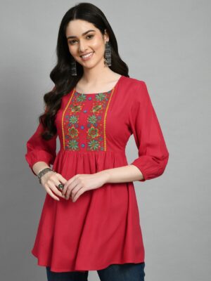 ed2fe0b1 ab3a 4112 920b b427c18c810d1687522845905KALINIRedYellowViscoseRayonEmbroideredTunic1.jpg